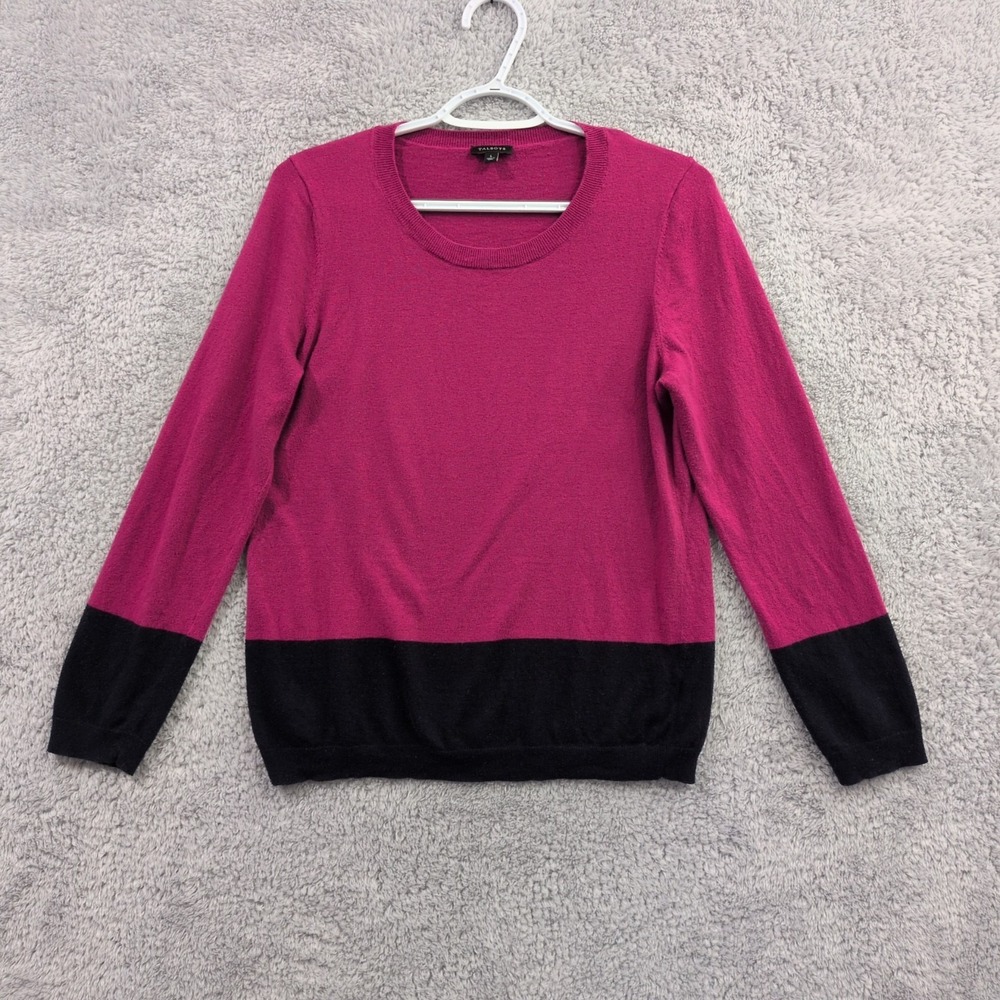 Talbots Colorblock Sweater Women's Large Pink Crew Neck Long Sleeve Pullover